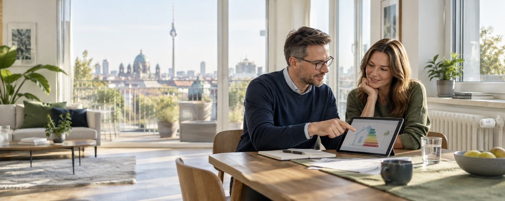 Energieberatung in Berlin: Beratung zu Hause mit Blick auf die Skyline